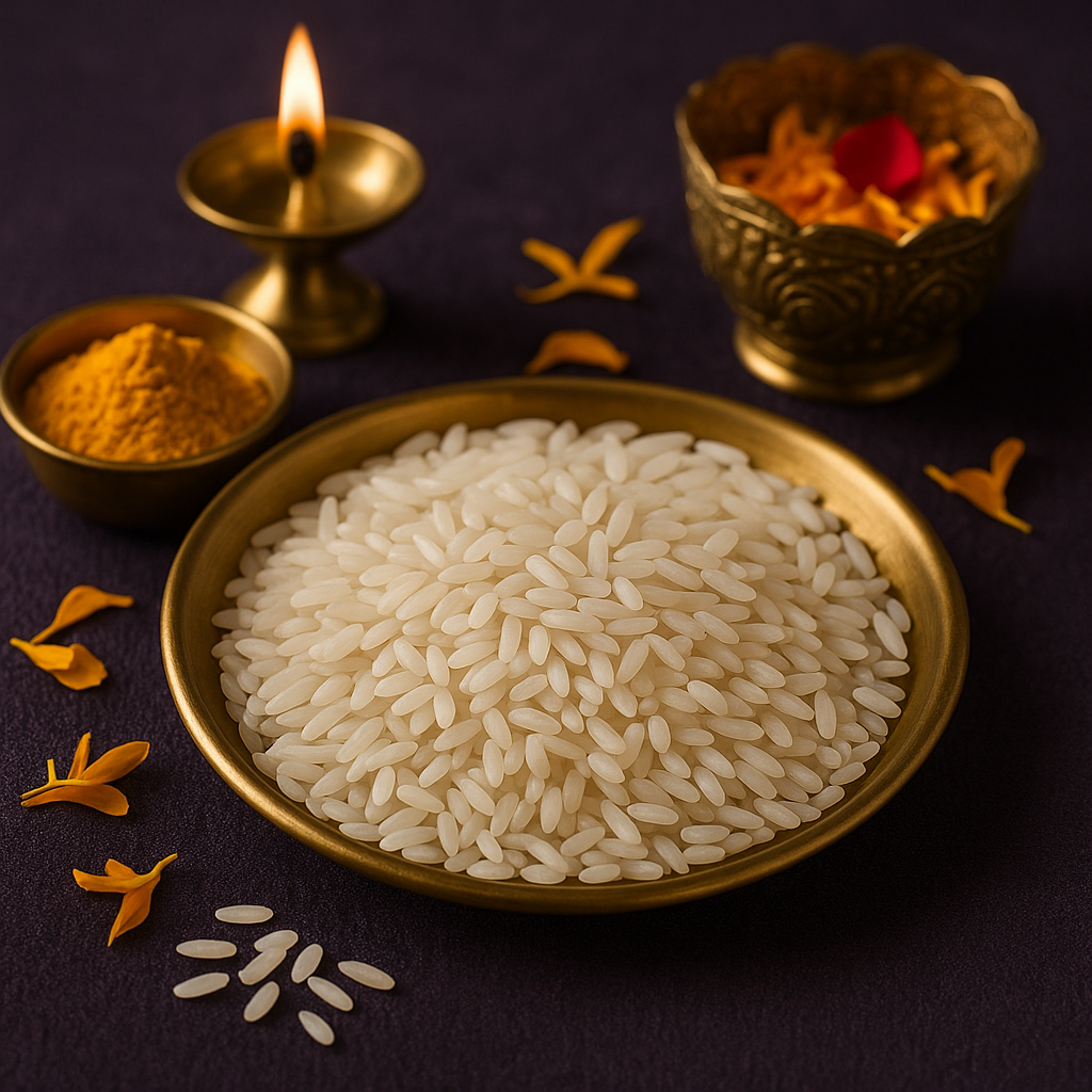 Akshat (अक्षत) – Sacred Unbroken Rice for Pooja