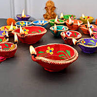 Clay Mitti Diyas Decorated